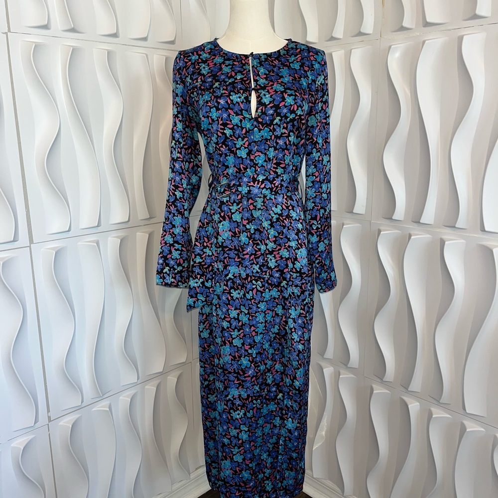Zara Blue Midi Dress Thigh Slit